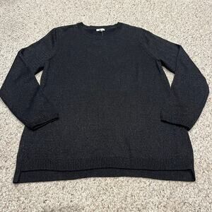 NWT J Jill Knit Black Metallic Sweater Sz L Rayon Cotton Casual Holiday Winter